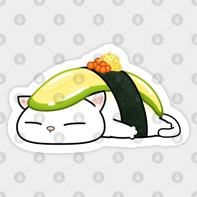 Chubby Cat Avocado Sushi Sticker by Takeda_Art